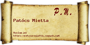 Patócs Mietta névjegykártya